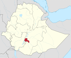 Map of Ethiopia showing Sidama Region