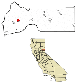 Location of Downieville in Sierra County, California.