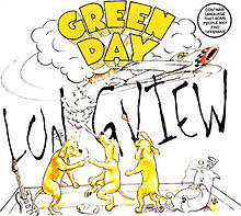The cover depicts three dogs smoking what could be marijuana. One of them is seen throwing something. The Green Day logo with the plane and smoke, can be seen above.