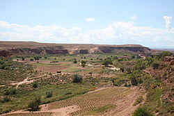 Southeastern outskirts of Moenkopi and farming areas, as seen from the Arizona State Route 264