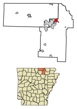 Location of Hardy in Fulton County and Sharp County, Arkansas.