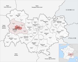 Location within the region Auvergne-Rhône-Alpes