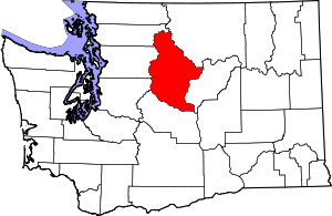 Map of Washington highlighting Chelan County