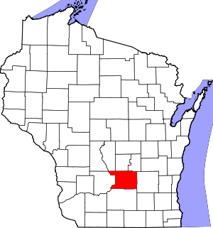 Map of Wisconsin highlighting Columbia County