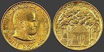 Image of Grant on the One dollar gold piece, depicting date of mintage, 1922
