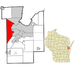 Location of Hobart in Brown County, Wisconsin.