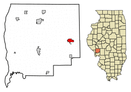 Location of Greenfield in Greene County, Illinois.