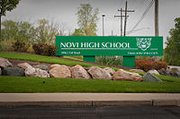 NoviHighSchoolMIEntranceSign.jpg