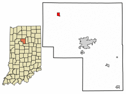 Location of Royal Center in Cass County, Indiana.