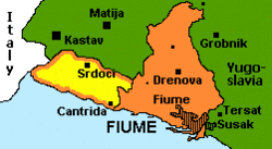Map of the "Italian Regency of Carnaro" (later the Free State of Fiume).
