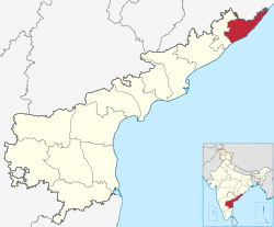 Location of Srikakulam district in Andhra Pradesh