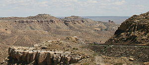 Mishongnovi as seen from the Arizona State Route 264 at the ascent to Shungopavi