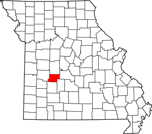 Map of Missouri highlighting Hickory County