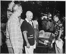 Photograph of President Truman at his vacation residence in Key West, Florida with Press Secretary Joseph Short... - NARA - 200561.jpg