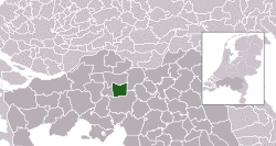 Highlighted position of Loon op Zand in a municipal map of North Brabant
