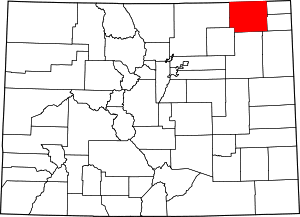 Map of Colorado highlighting Logan County