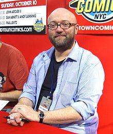Abnett at the Midtown Comics booth at the New York Comic Con in Manhattan, 10 October 2010.