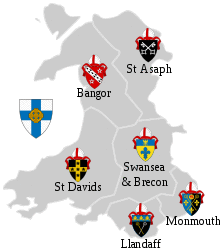 Map of the dioceses in the Church in Wales