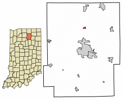 Location of Leesburg in Kosciusko County, Indiana.