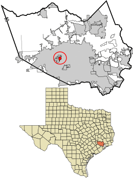 Location in Harris County and the state of Texas