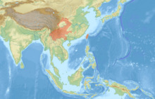 Petaurista alborufus distribution map.png