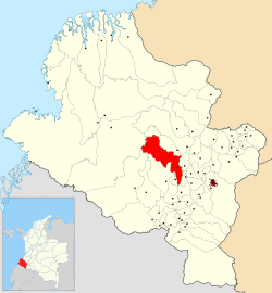 Location of the municipality and town of Samaniego, Nariño, in the Nariño Department of Colombia.