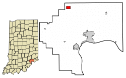 Location of Dupont in Jefferson County, Indiana.
