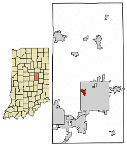 Location of Edgewood in Madison County, Indiana.