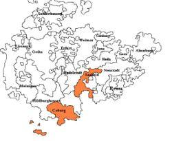 Saxe-Coburg-Saalfeld, shown among the other Ernestine duchies