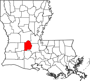 Map of Louisiana highlighting Evangeline Parish