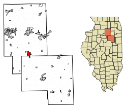 Location of Streator in LaSalle County, Illinois.