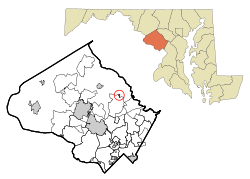 Location of Brookeville, Maryland