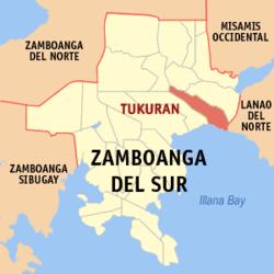 Map of Zamboanga del Sur with Tukuran highlighted