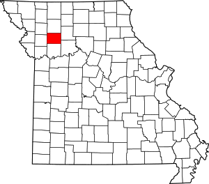 Map of Missouri highlighting Caldwell County