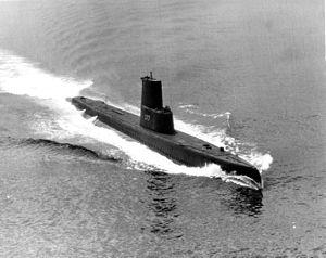 Menhaden (SS-377) underway, c. 1961.