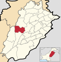 Map of Layyah District (highlighted in red)