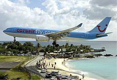 Corsair Airbus A330 at SXM Bidini.jpg