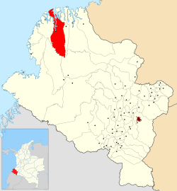 Location of the municipality and town of Olaya Herrera in the Nariño Department of Colombia.
