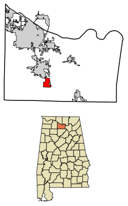 Location of Falkville in Morgan County, Alabama.