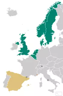 Political Map of Europe with Monarchical states colour-coded