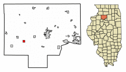 Location of Buda in Bureau County, Illinois.