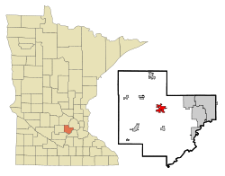 Location of the city of Waconia within Carver County, Minnesota