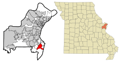 Location of Mehlville, Missouri