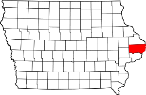Map of Iowa highlighting Clinton County