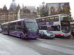 Ftr bus in New Market Street, Leeds city centre, 19012 (YJ06 XLR), 7 August 2010.jpg