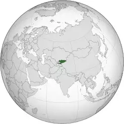 Location of Kyrgyzstan (green)