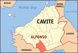 Map of Cavite with Alfonso highlighted