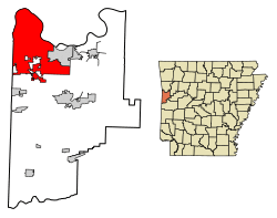 Location of Fort Smith in Sebastian County, Arkansas.
