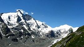 Großglockner from behind the glass panorama tower.JPG