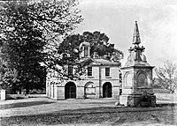 Sunshine, shadows, leafy trees and a fountain in Blessington, Co. Wicklow. (33349089370).jpg